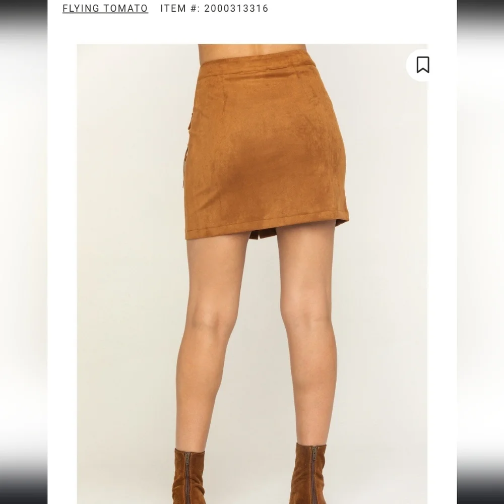 Flying Tomato Brown Fringe Mini Skirt Size M - Picture 2 of 6